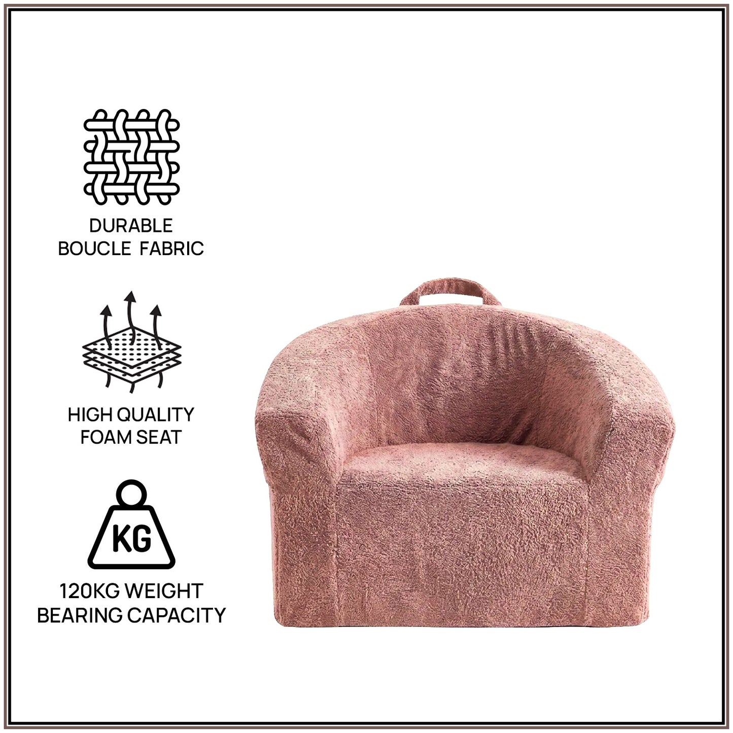 Chloe Soft Pink Puffy Organic Cotton Kids Lounge Chair | Nestroots
