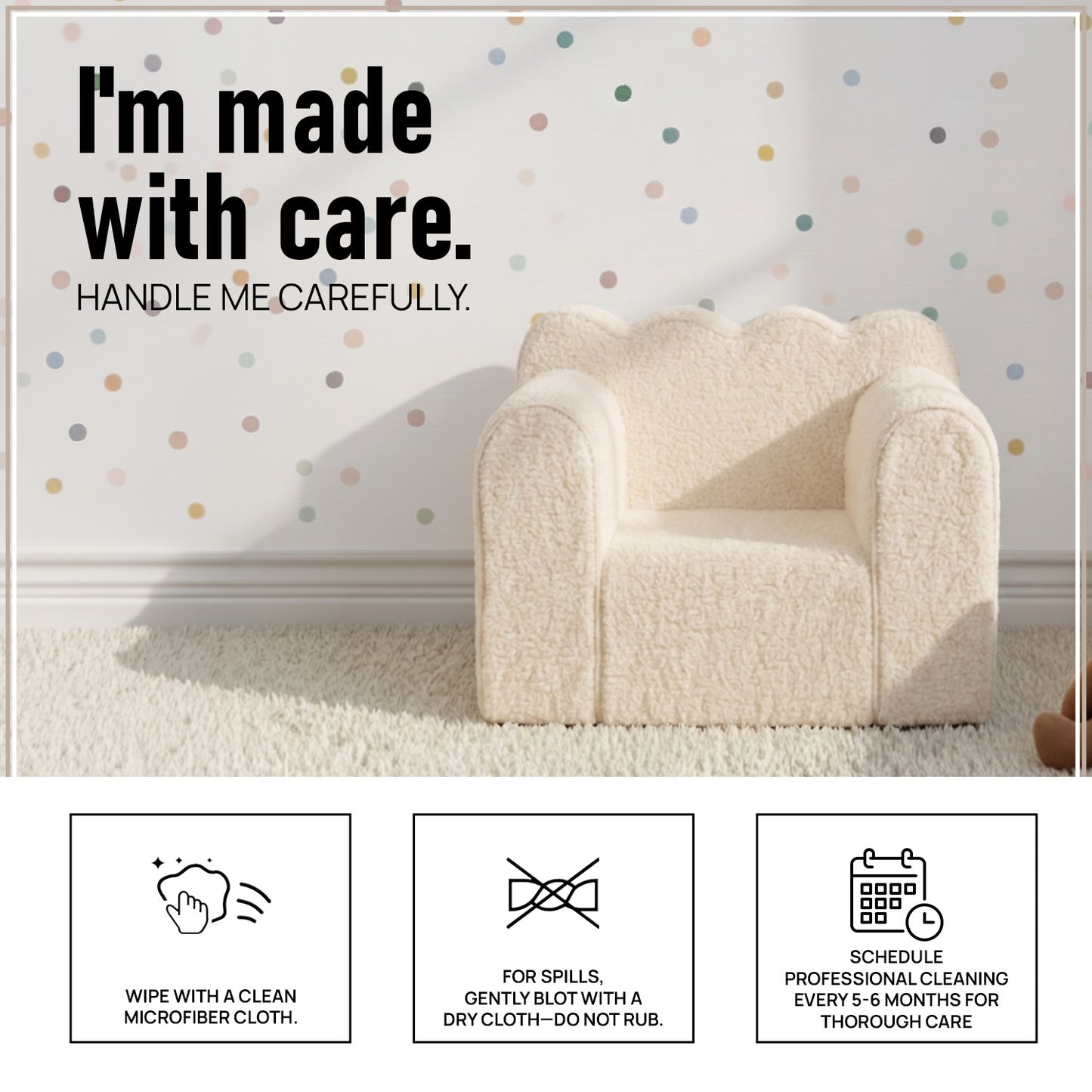 Cream Arch Cloud Sherpa Kids Sofa Chair | Nestroots