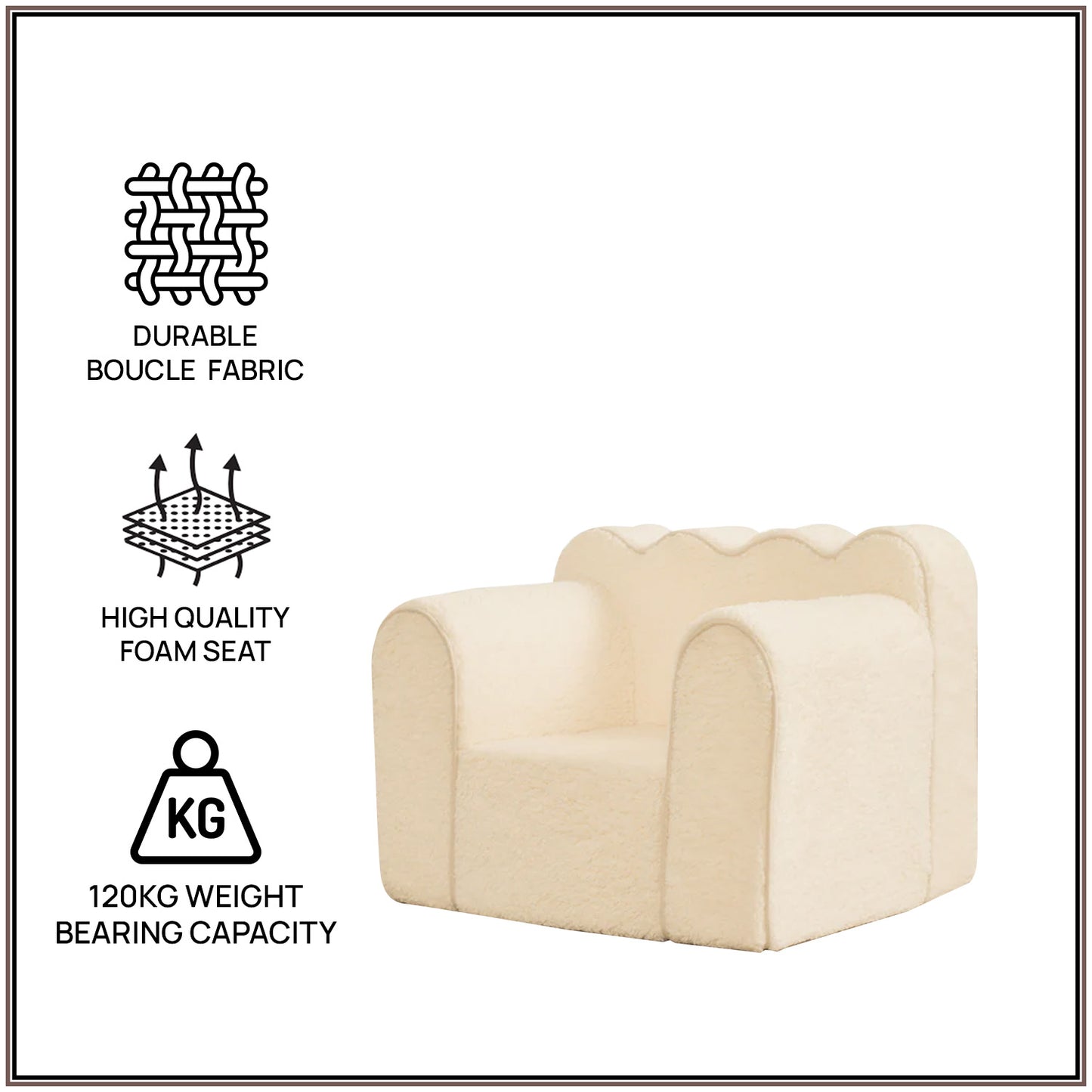 Cream Arch Cloud Sherpa Kids Sofa Chair | Nestroots