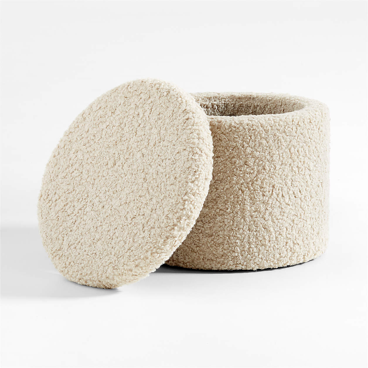 Ivory Cream Arctic Cloud Sherpa Boucle Kids Pouffe