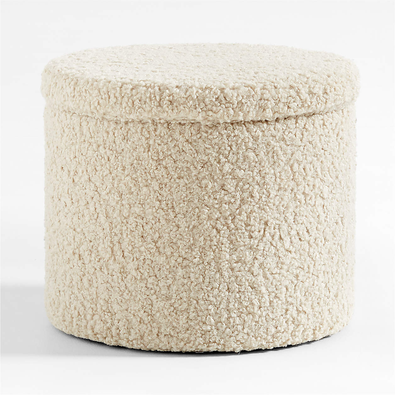 Ivory Cream Arctic Cloud Sherpa Boucle Kids Pouffe