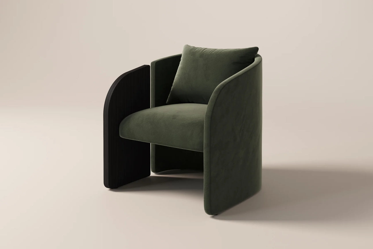 Arevella Sculpted Green Velvet Suede Lounge Chair