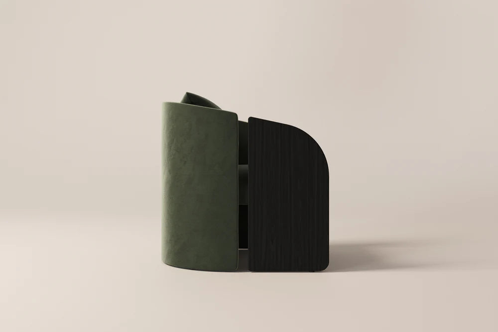 Arevella Sculpted Green Velvet Suede Lounge Chair