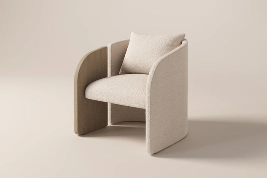 Arevella Sculpted Cream Boucle Lounge Chair