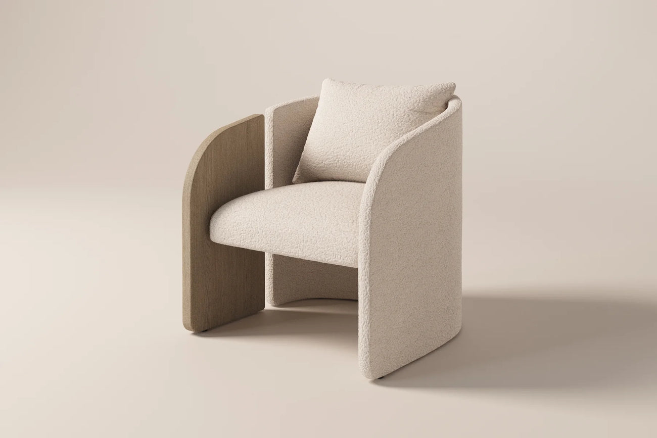 Arevella Sculpted Cream Boucle Lounge Chair