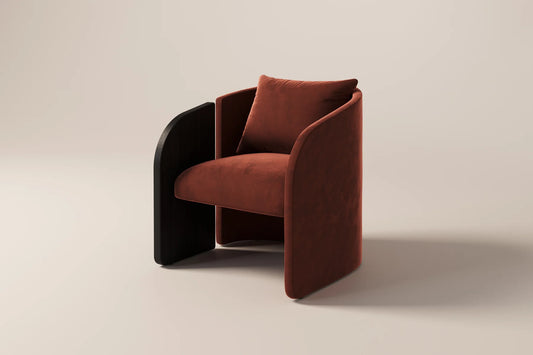 Arevella Sculpted Rust Red Velvet Suede Lounge Chair