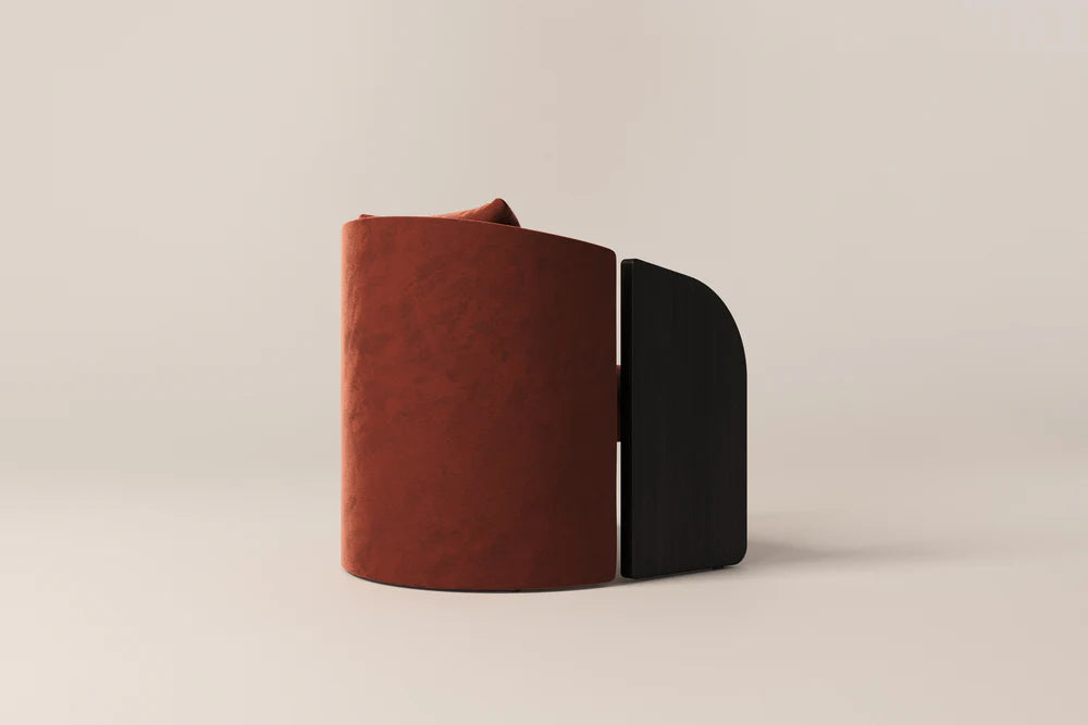 Arevella Sculpted Rust Red Velvet Suede Lounge Chair