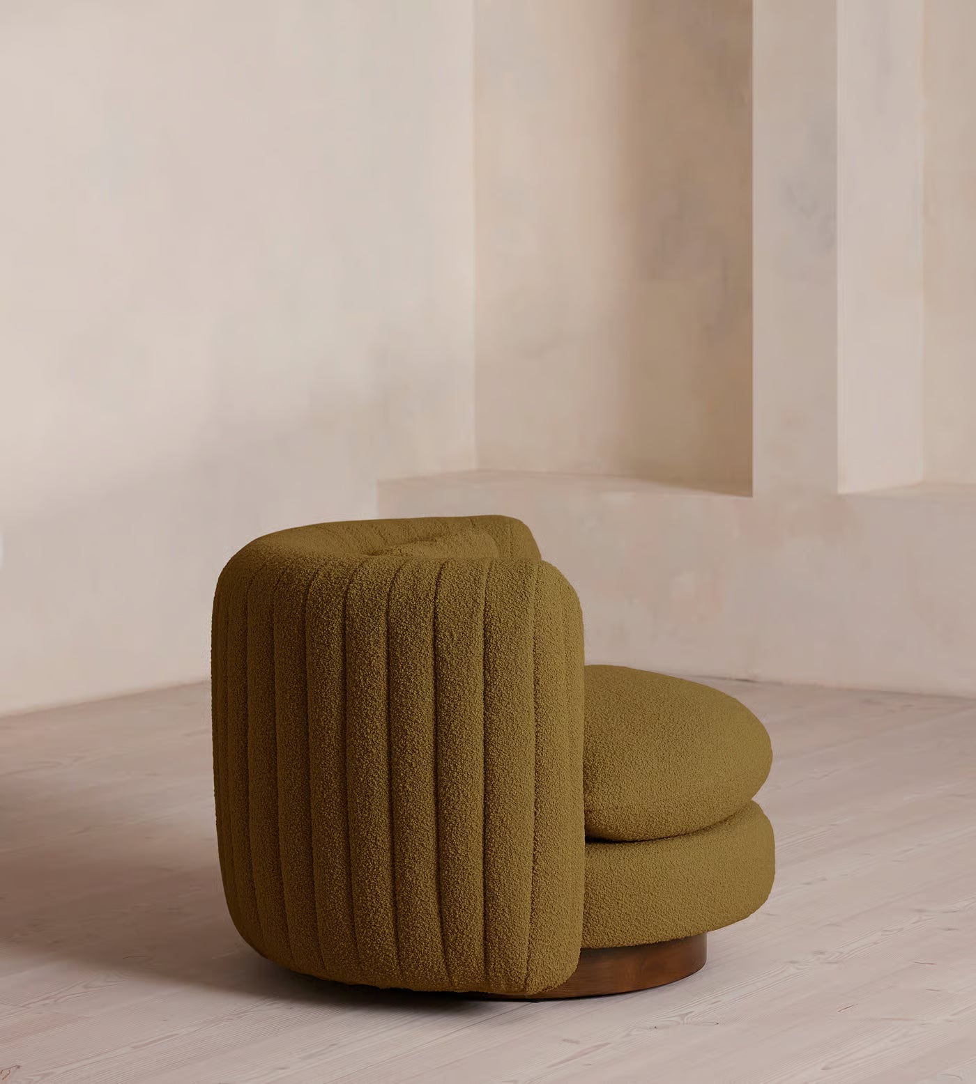 Dreovyn Plush Layered Olive Green Velvet Suede Lounge Chair