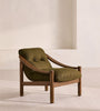 Aveeron Wood Frame Green Velvet Suede Lounge Chair