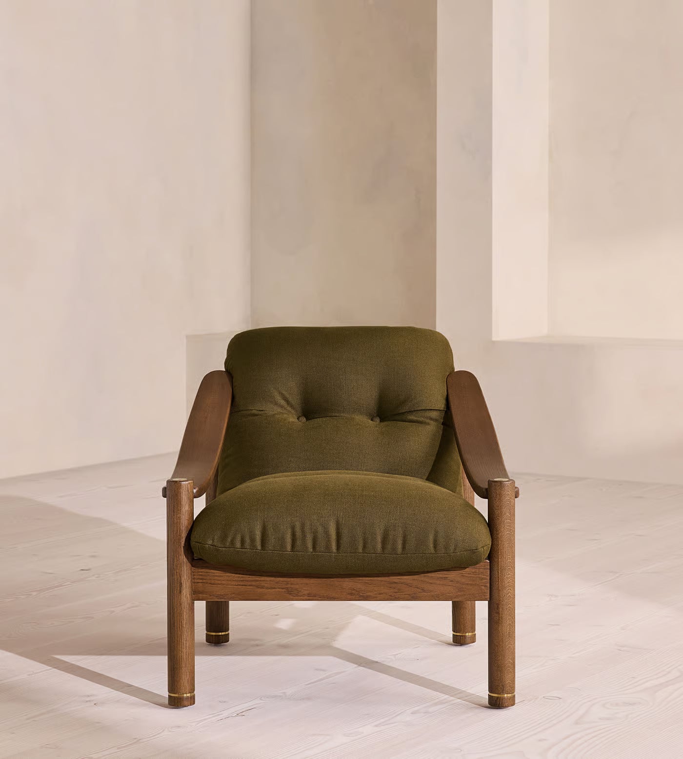 Aveeron Wood Frame Green Velvet Suede Lounge Chair