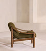 Aveeron Wood Frame Green Velvet Suede Lounge Chair