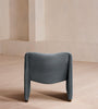Zeenvik Sculpted Modern Steel Blue Velvet Lounge Chair