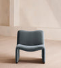 Zeenvik Sculpted Modern Steel Blue Velvet Lounge Chair