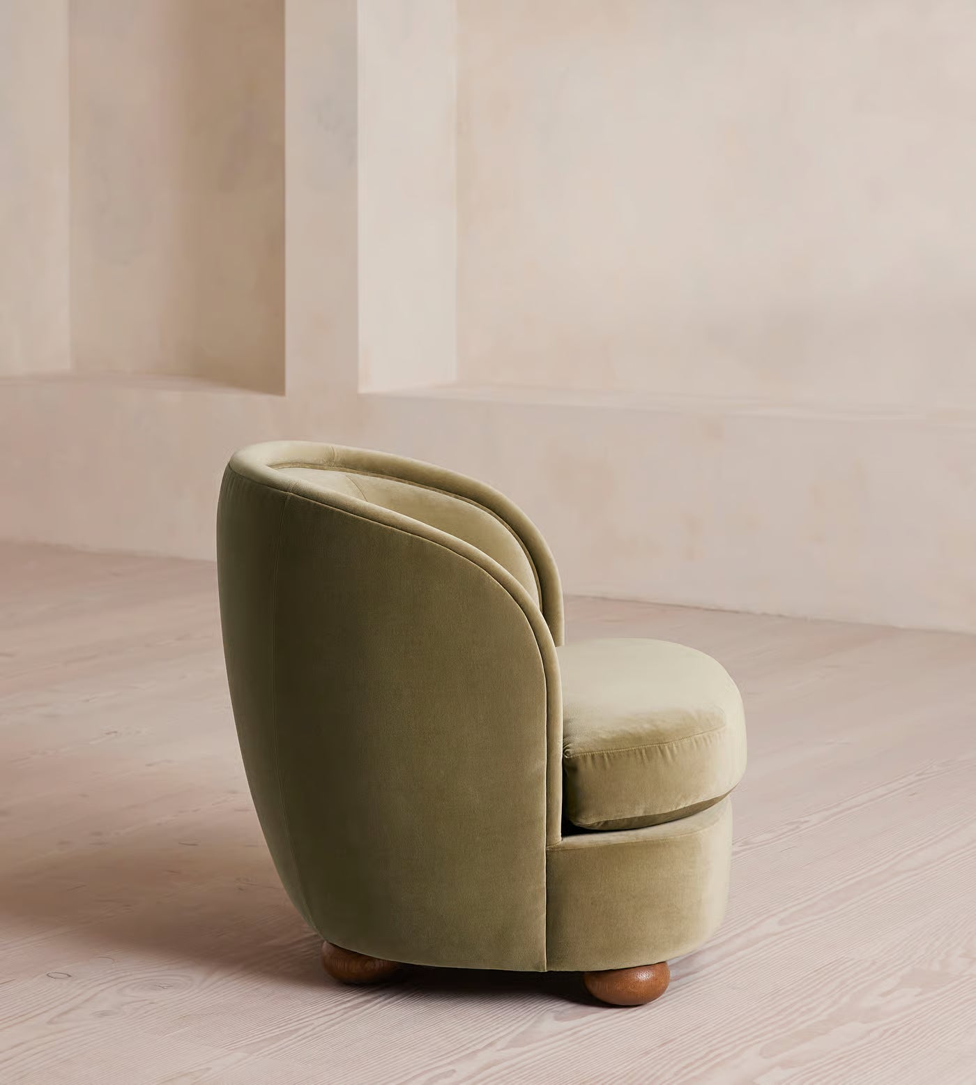 Orevella Classic Barrel Olive Green Velvet Lounge Chair