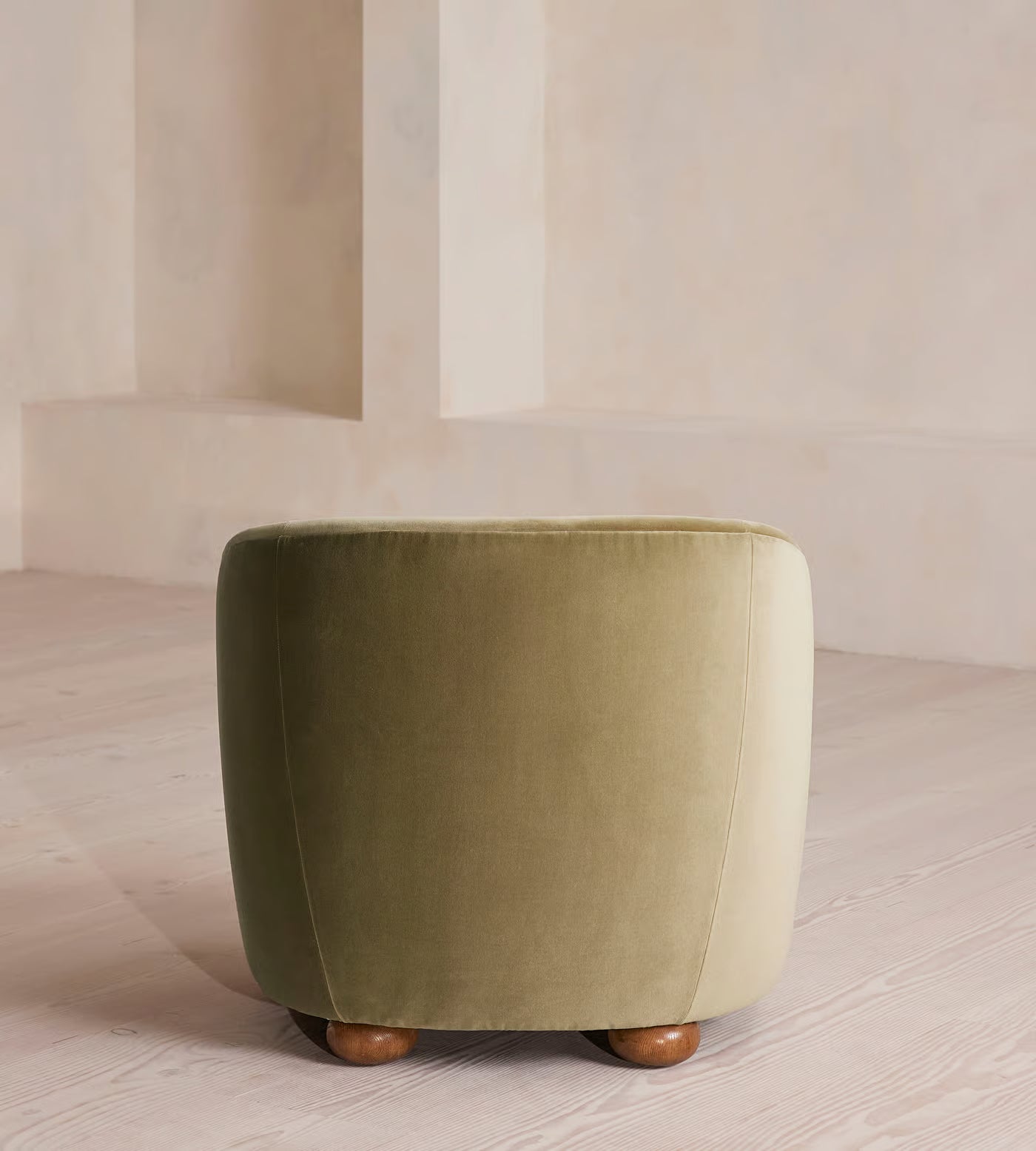 Orevella Classic Barrel Olive Green Velvet Lounge Chair
