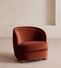 Orevella Classic Barrel Rust Red Velvet Lounge Chair