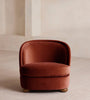 Orevella Classic Barrel Rust Red Velvet Lounge Chair