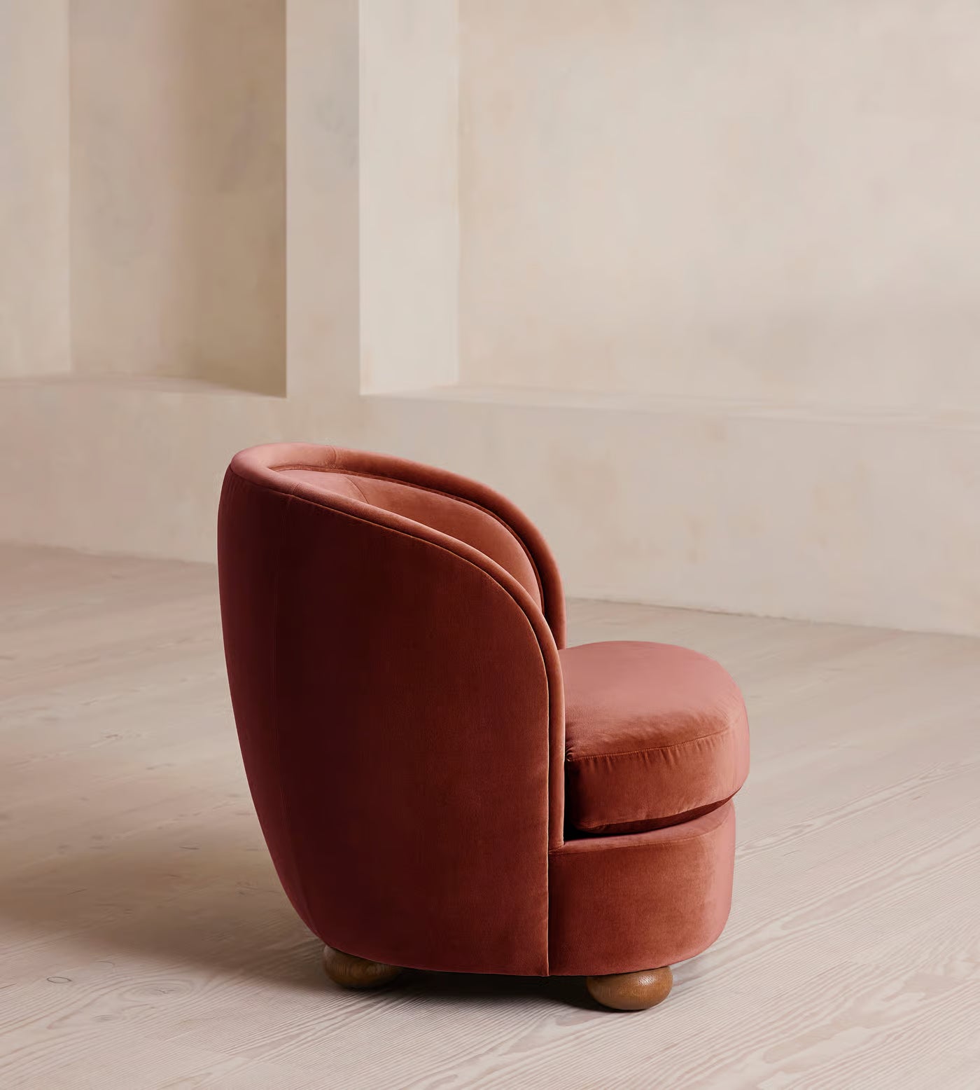 Orevella Classic Barrel Rust Red Velvet Lounge Chair