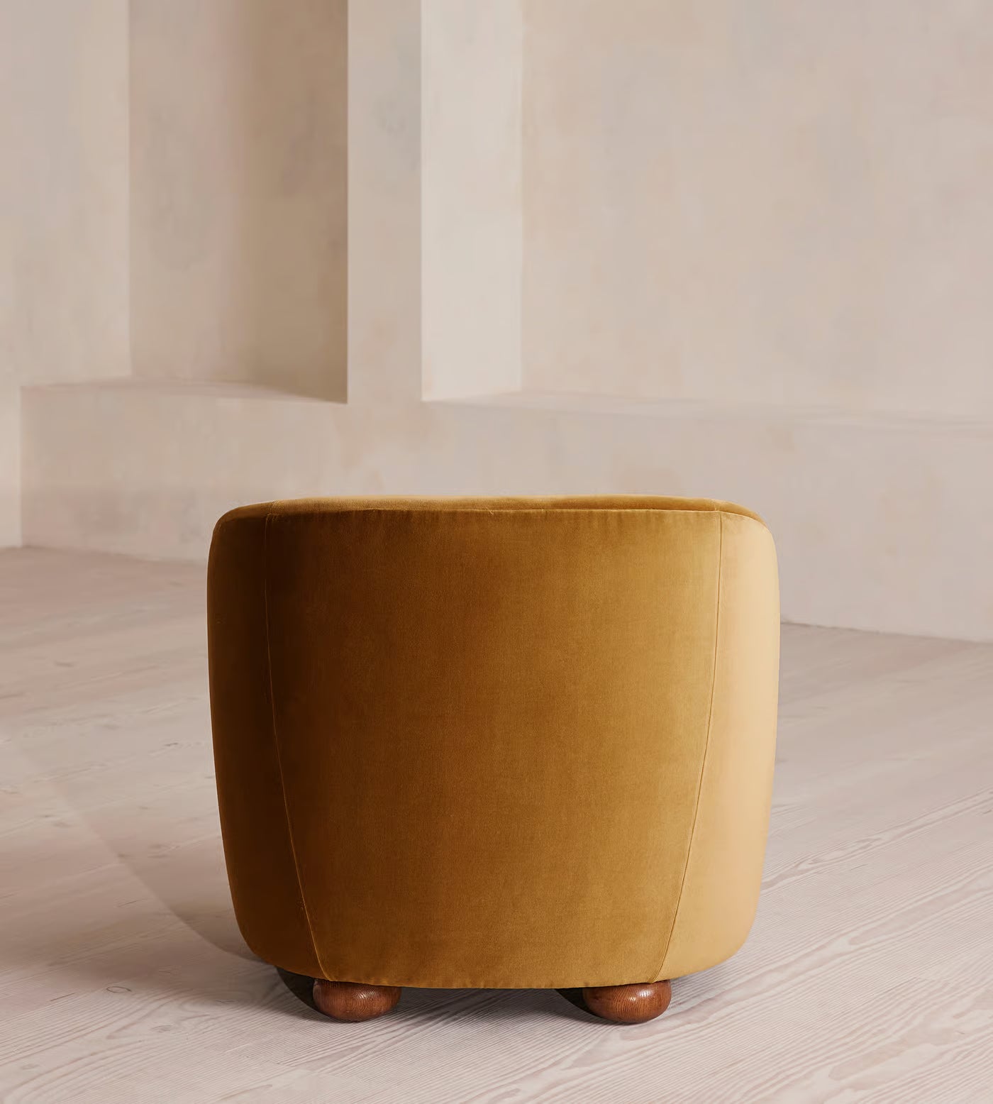 Orevella Classic Barrel Mustured Yellow Velvet Suede Lounge Chair