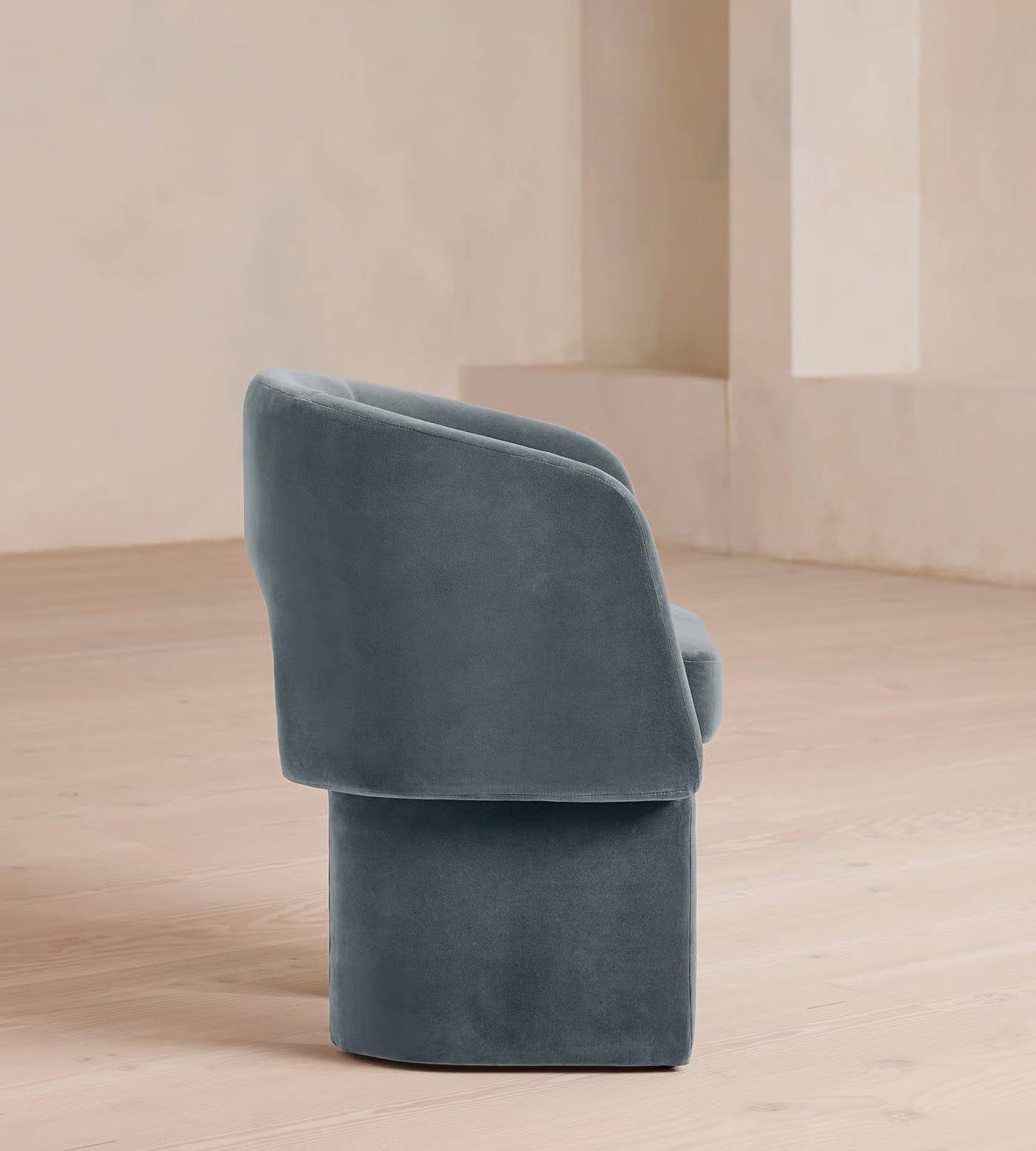 Vaerelle Sculpt Block Steel Blue Velvet Lounge Chair