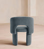 Vaerelle Sculpt Block Steel Blue Velvet Lounge Chair