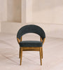 Kaevion Arc Back Teal Blue Velvet Suede Dining Chair