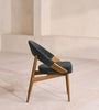 Kaevion Arc Back Teal Blue Velvet Suede Dining Chair