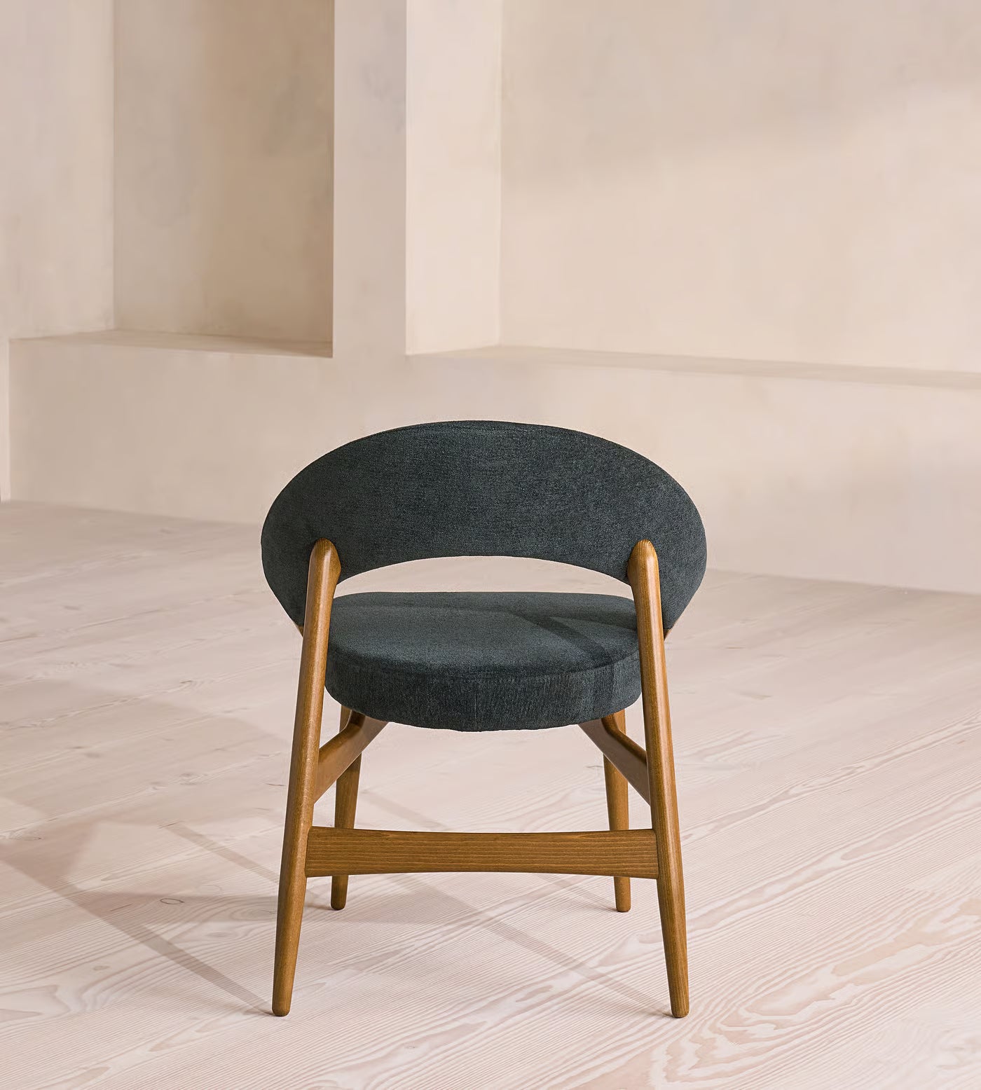 Kaevion Arc Back Teal Blue Velvet Suede Dining Chair