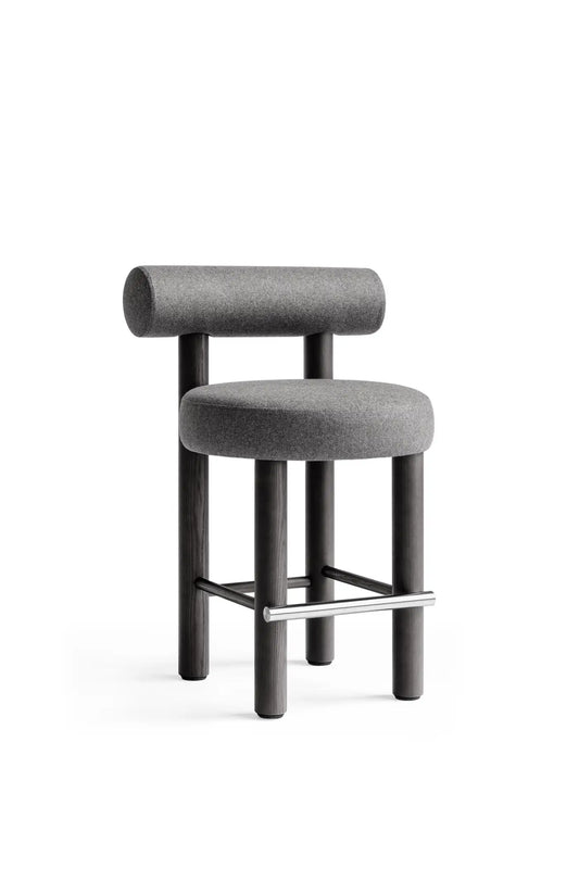 Teervon Classic Walnut Brown Bar Velvet Stool