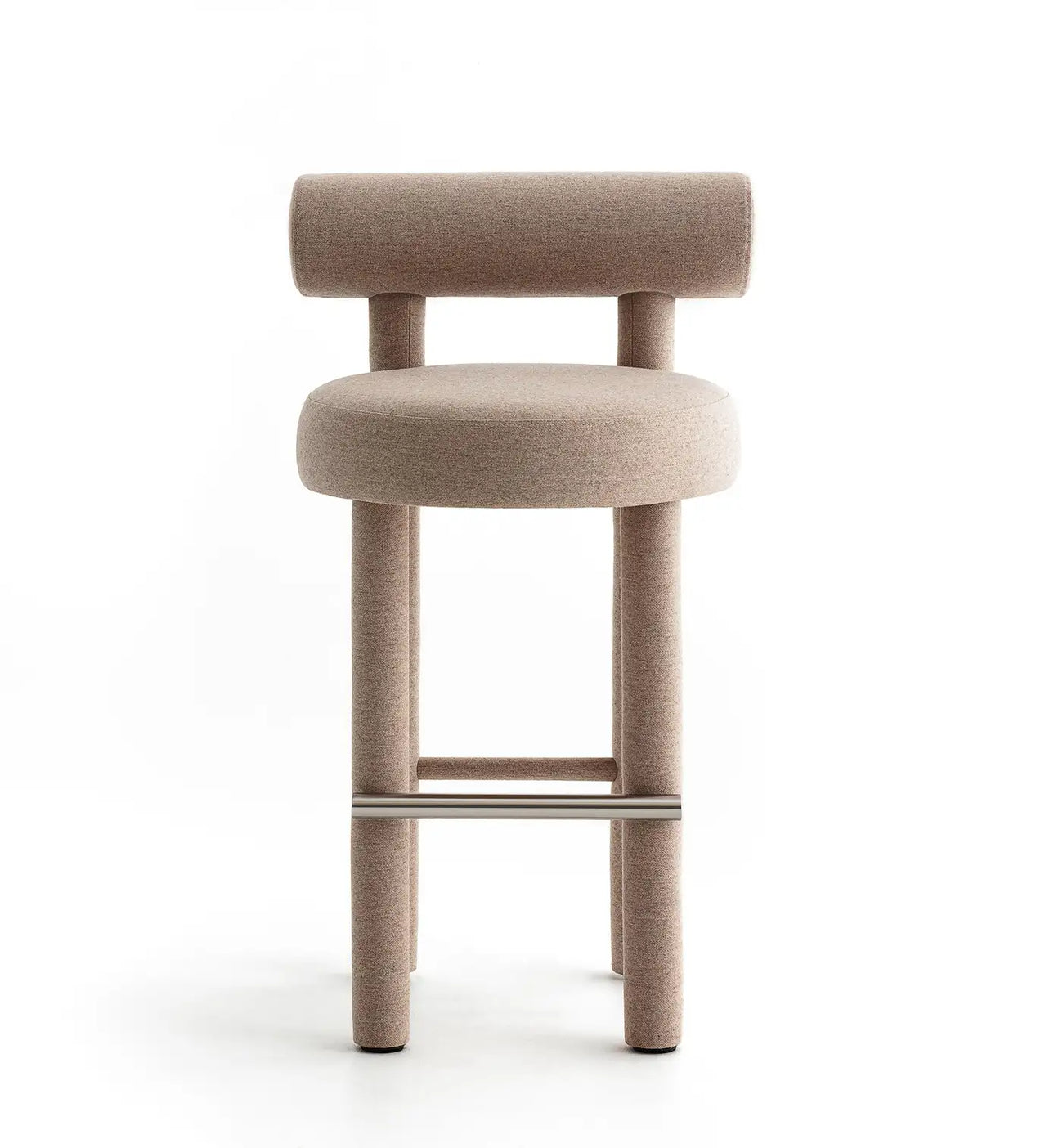 Teervon Classic Walnut Ivory Bar Velvet Stool