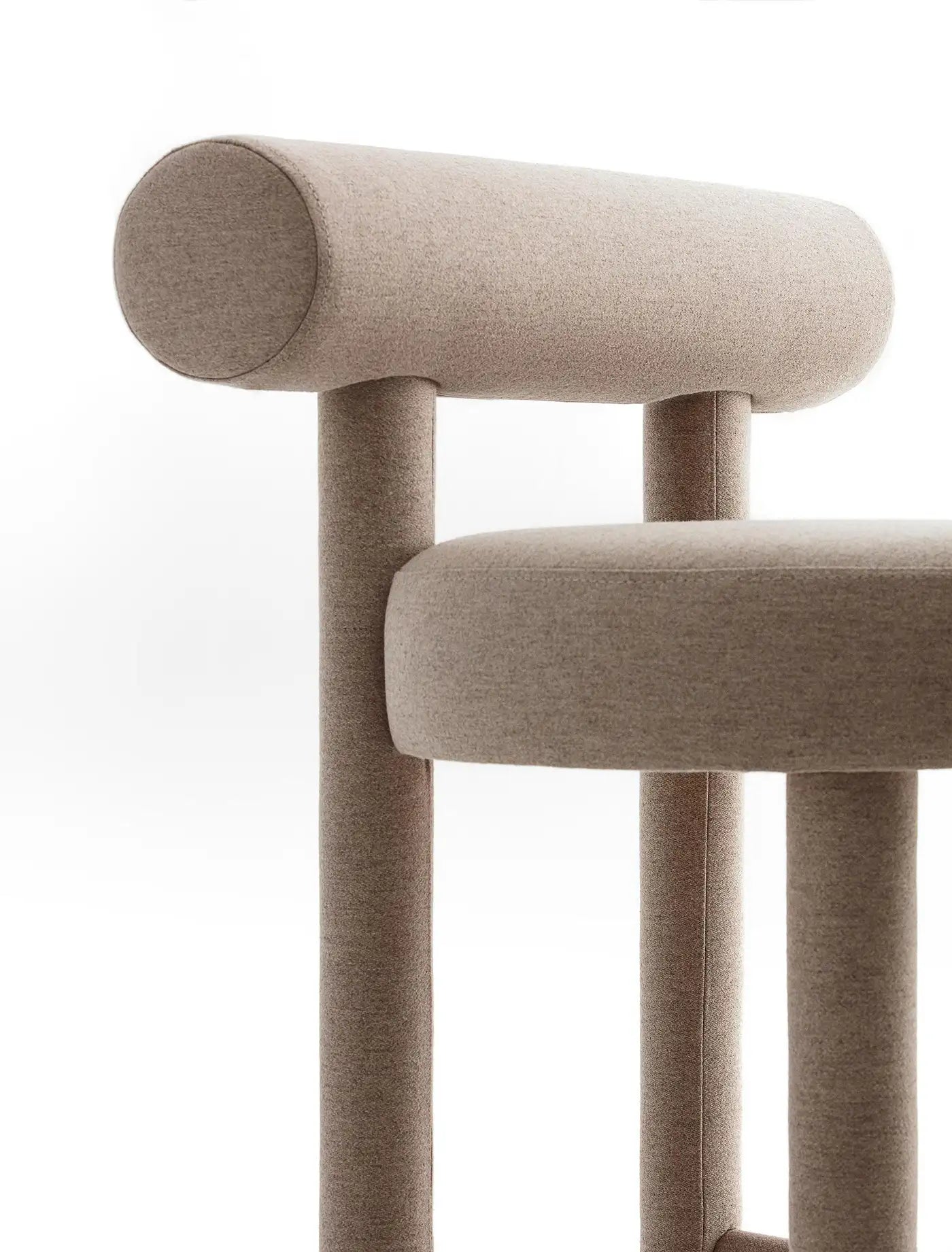Teervon Classic Walnut Ivory Bar Velvet Stool