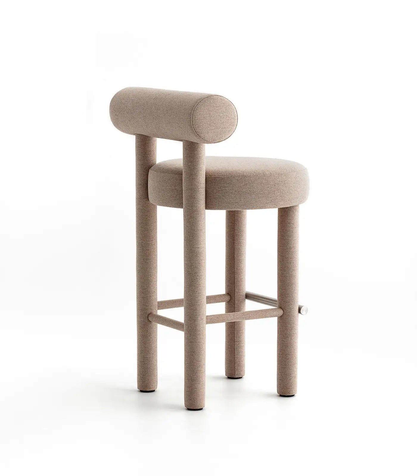 Teervon Classic Walnut Ivory Bar Velvet Stool