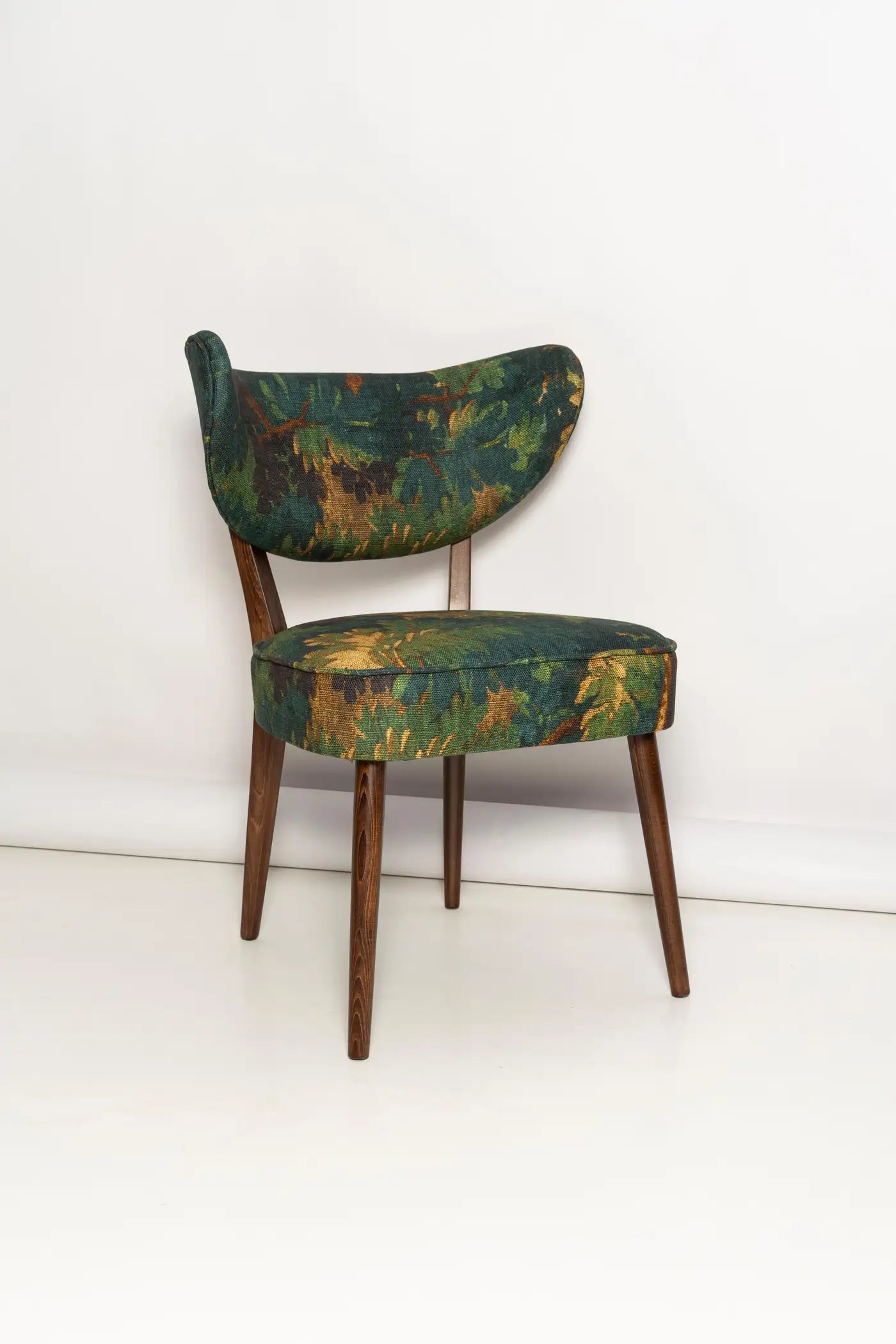 Fleorique Pattern Botanical Green Linen Lounge Chair