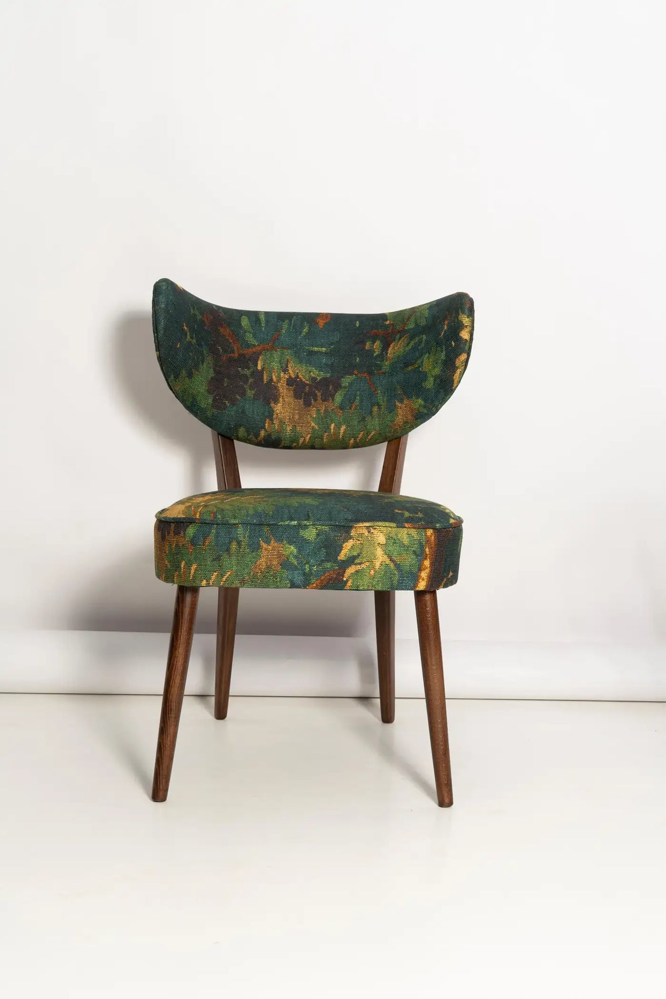 Fleorique Pattern Botanical Green Linen Lounge Chair