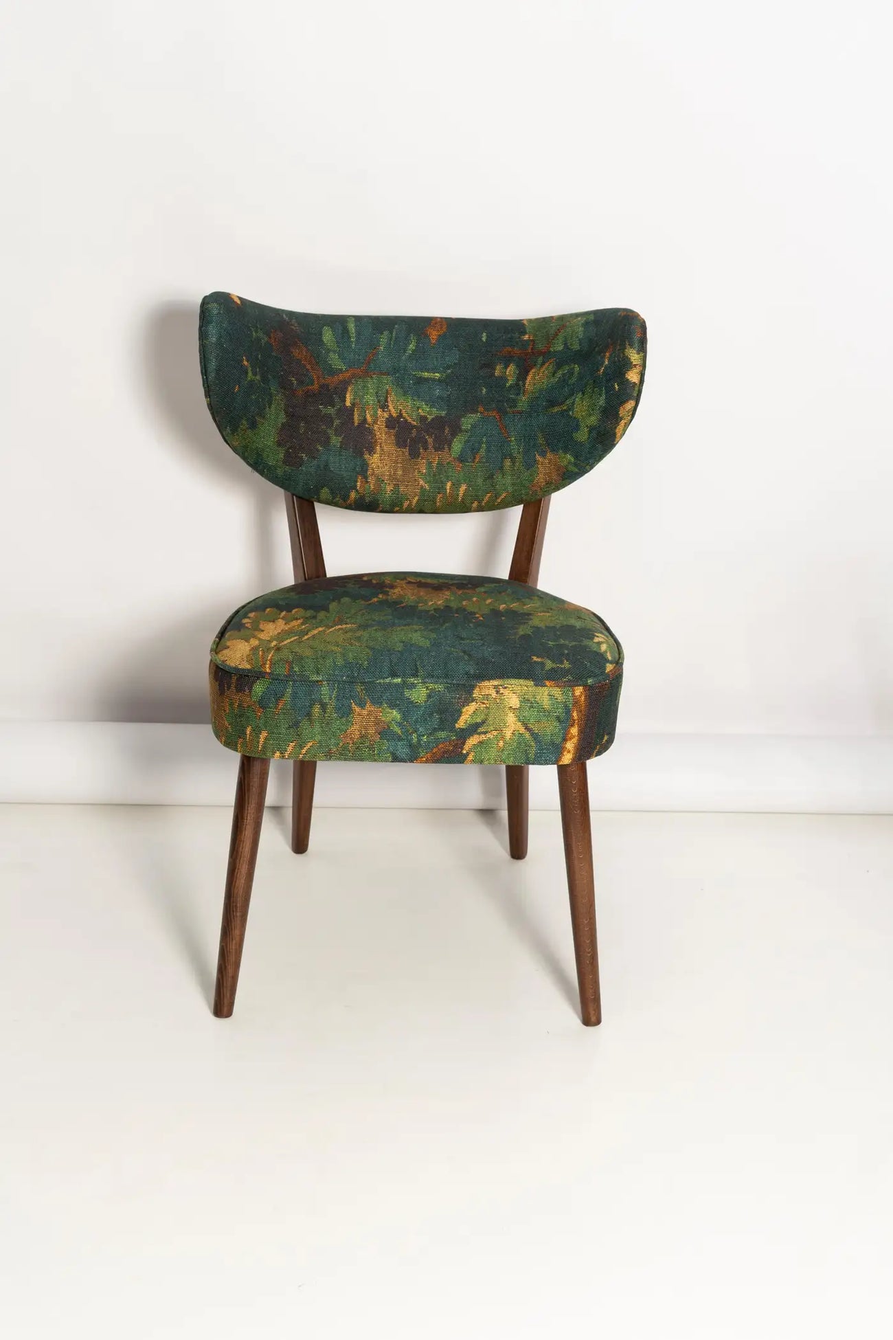Fleorique Pattern Botanical Green Linen Lounge Chair