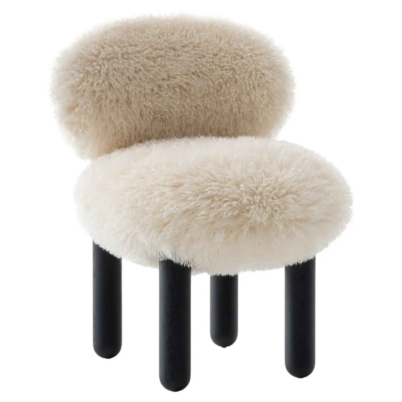 Sneuglo Plush Cream & Black Faux Fur Lounge Chair