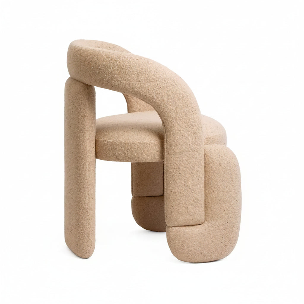 Orevyn Sculpt Loop Sand Beige Linen Lounge Chair