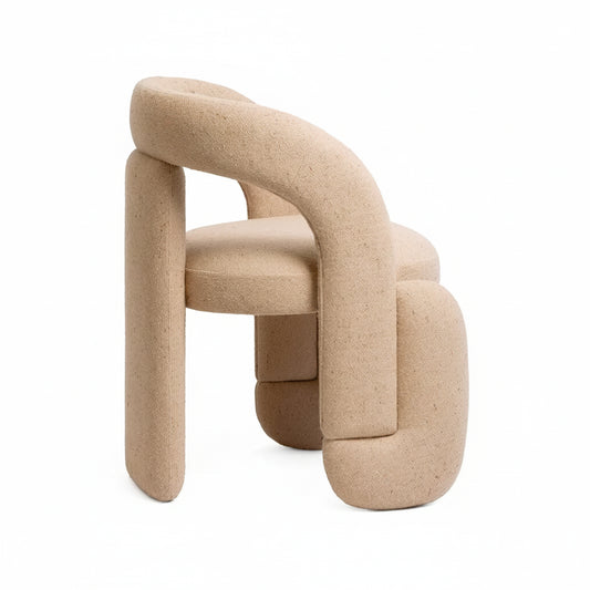 Orevyn Sculpt Loop Sand Beige Linen Lounge Chair