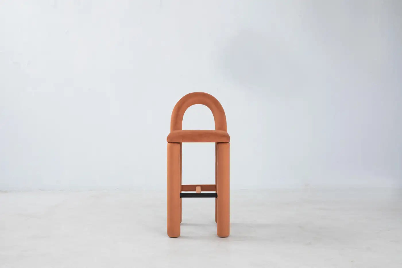 Arevex Arch Back Terracotta Bar Velvet Suede Stool
