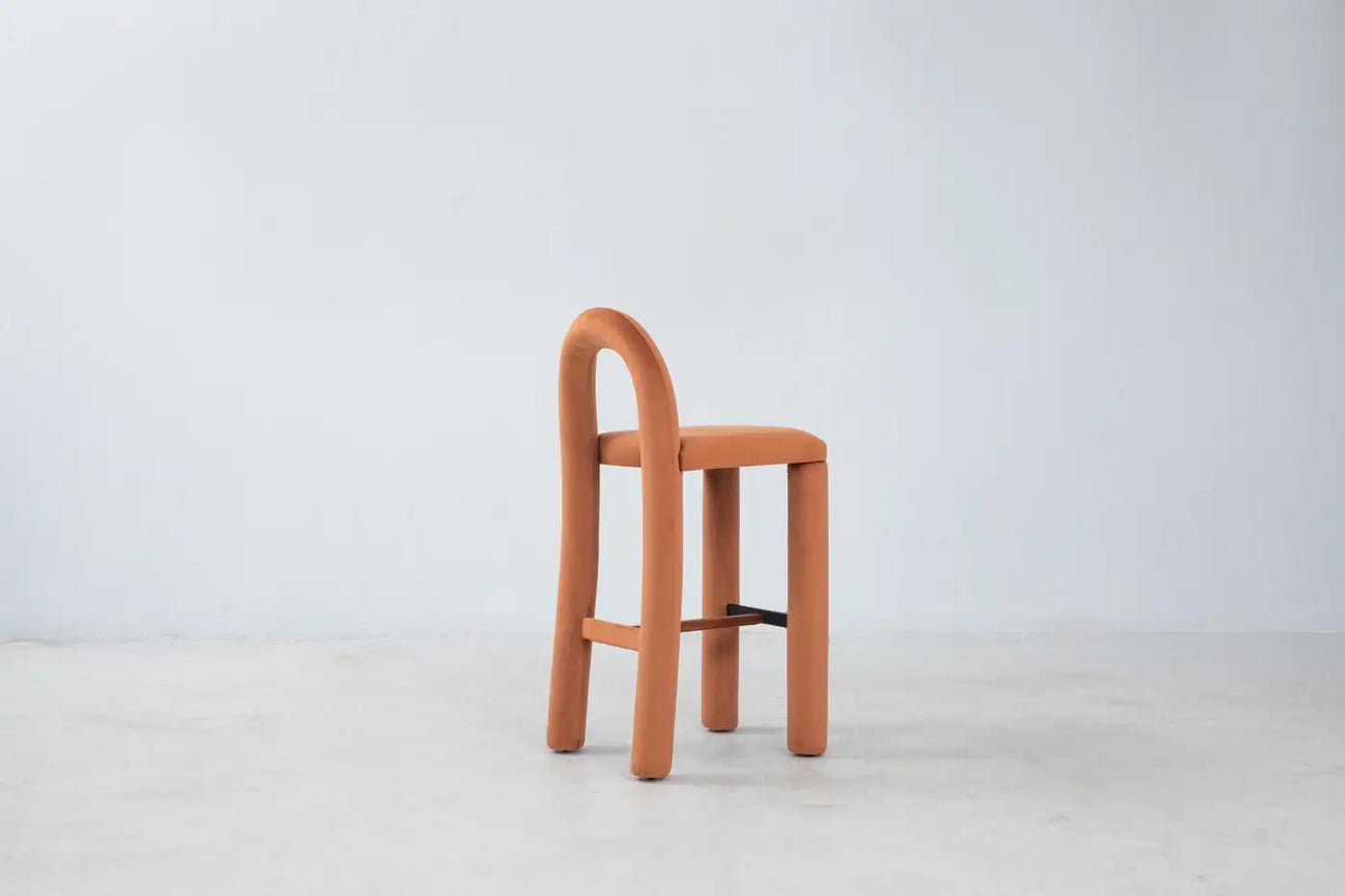 Arevex Arch Back Terracotta Bar Velvet Suede Stool