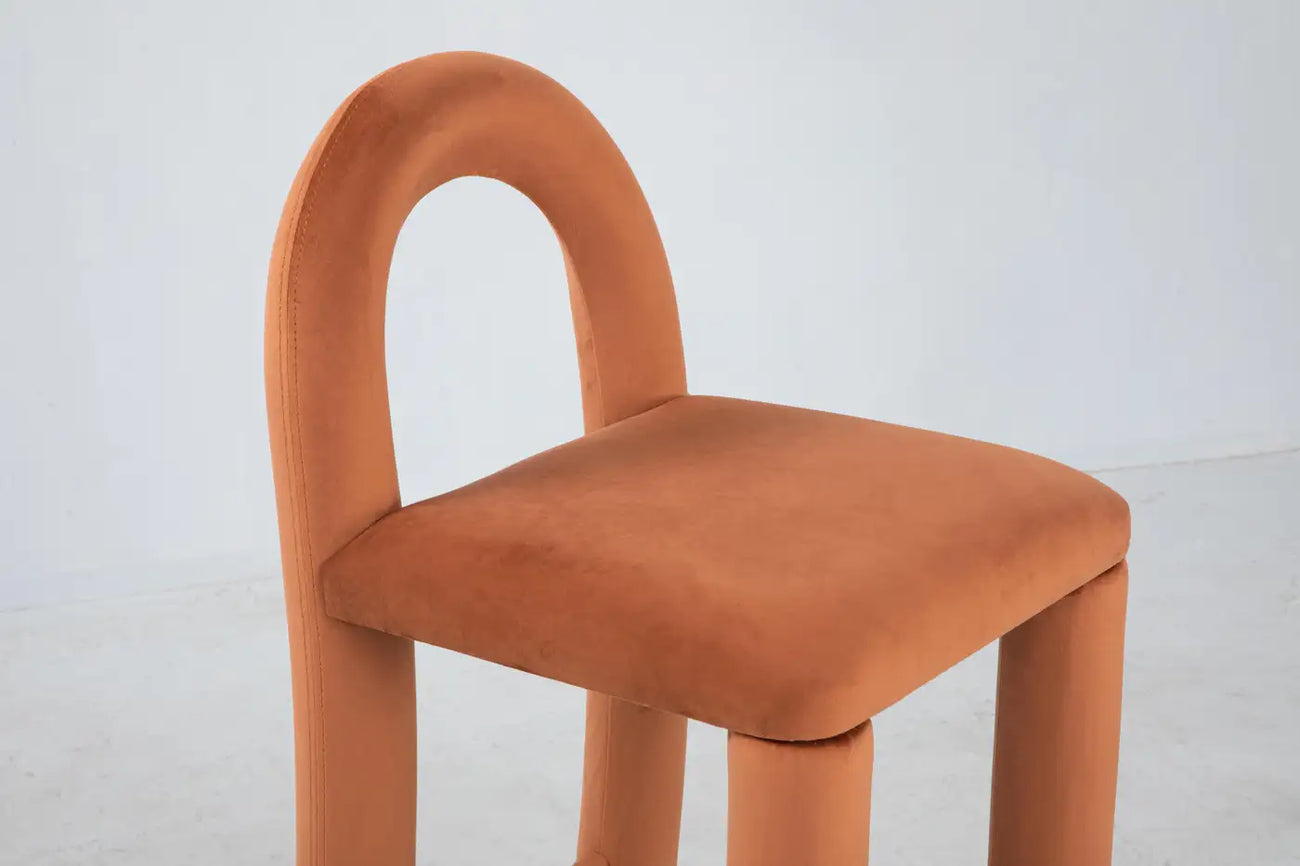 Arevex Arch Back Terracotta Bar Velvet Suede Stool