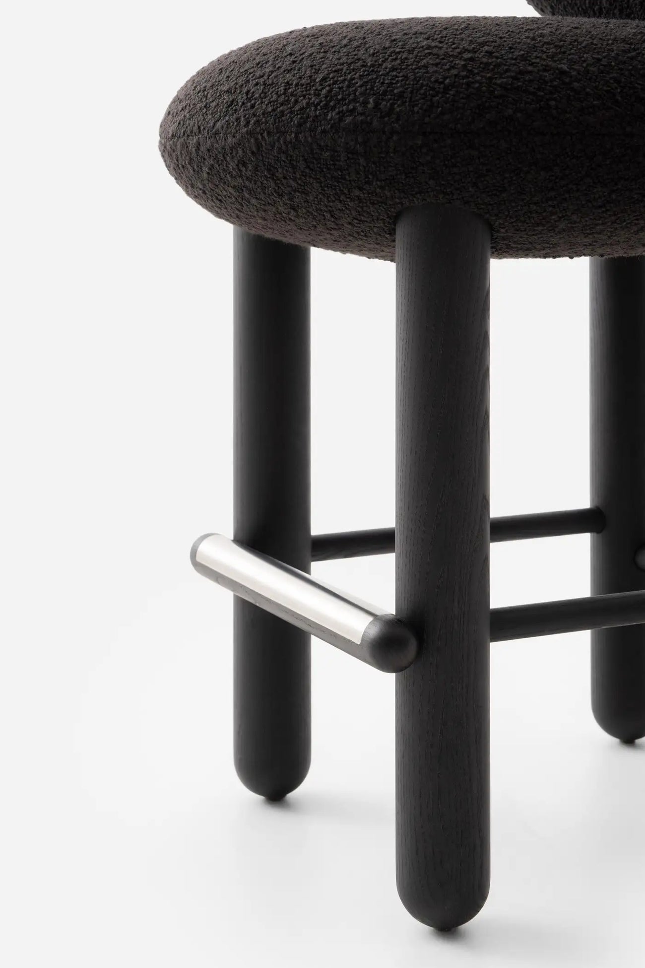 Boevik Plush Charcoal Black Bar Boucle Stool