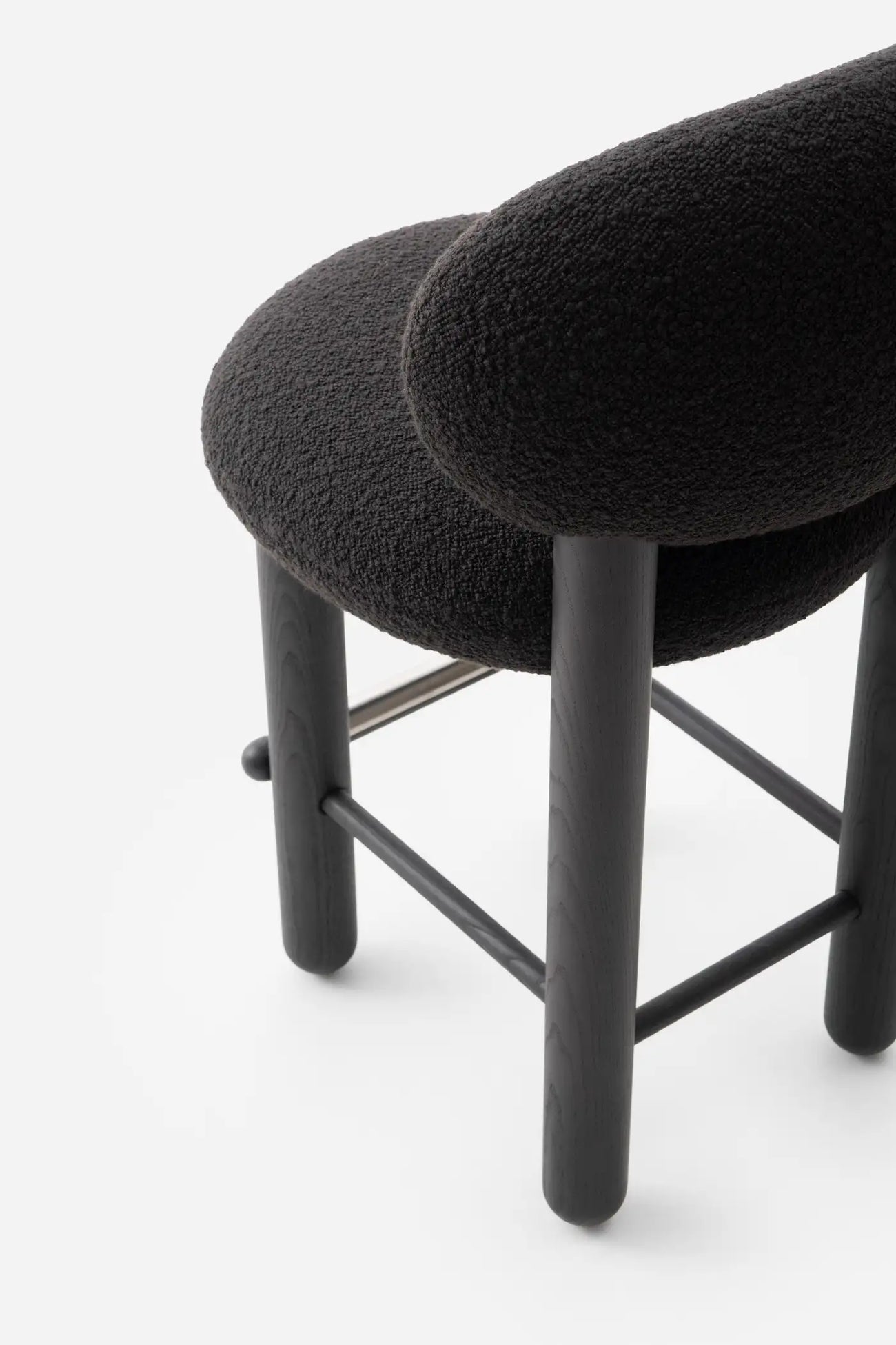 Boevik Plush Charcoal Black Bar Boucle Stool
