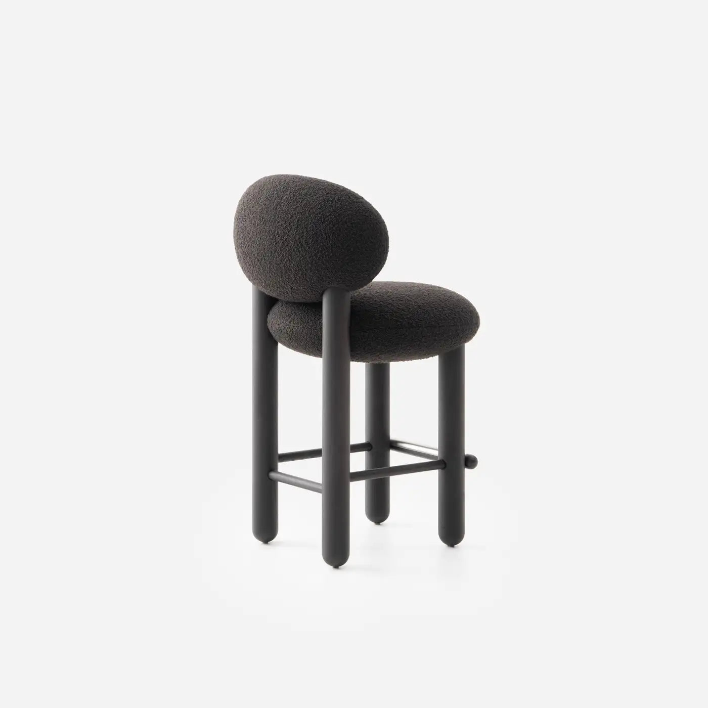 Boevik Plush Charcoal Black Bar Boucle Stool