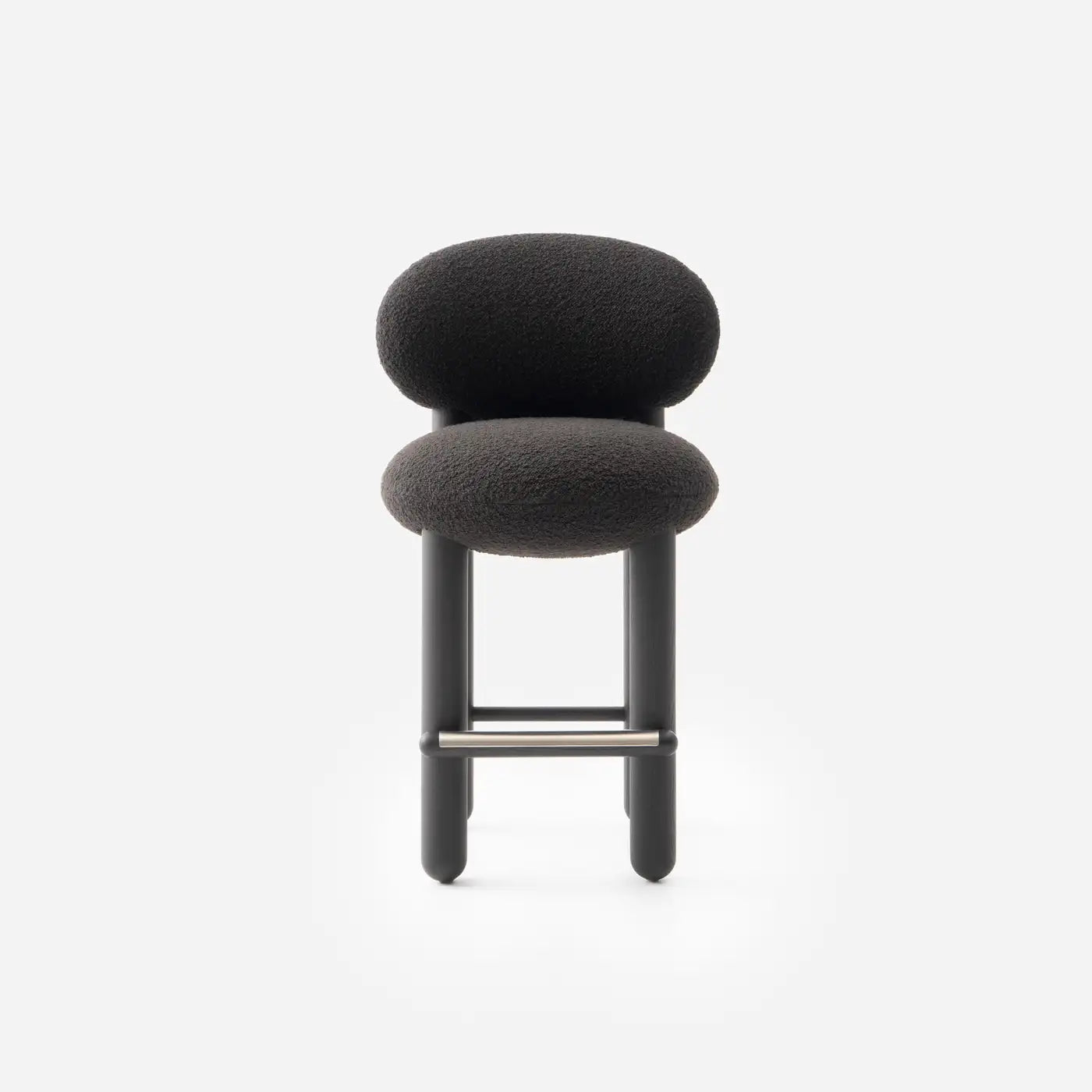 Boevik Plush Charcoal Black Bar Boucle Stool