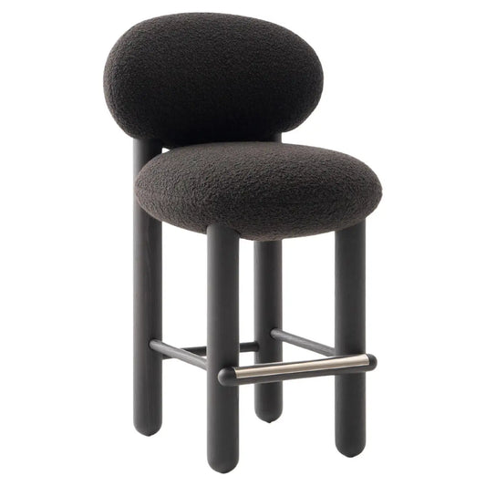 Boevik Plush Charcoal Black Bar Boucle Stool