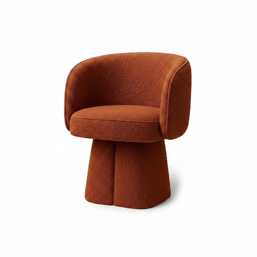 Veelric Sculpted Burnt Sienna Boucle Lounge Chair