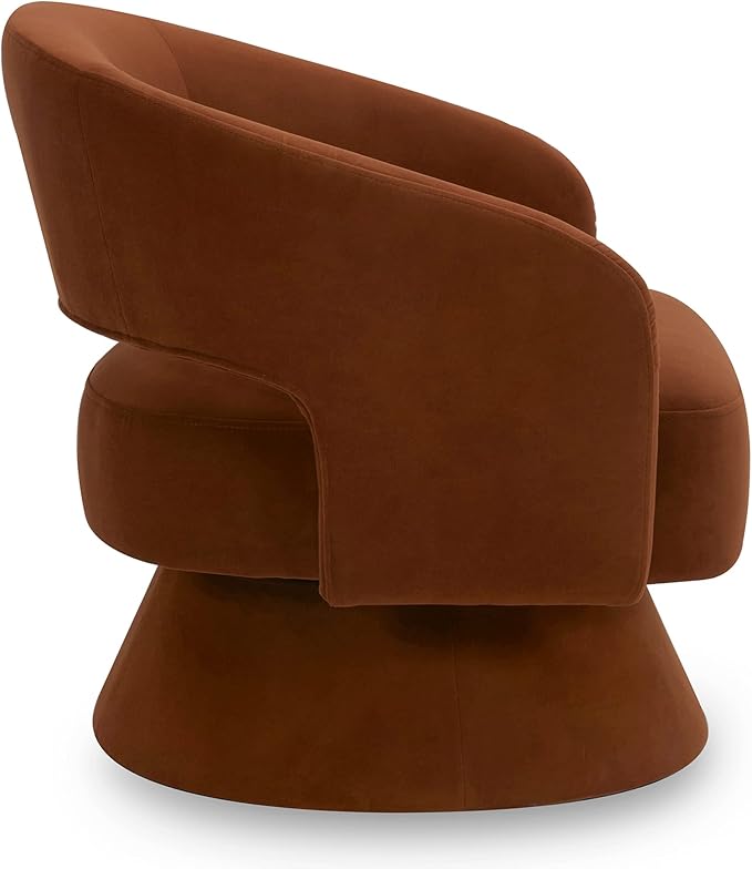 Zoervyn Swivel Rust Red Velvet Lounge Chair