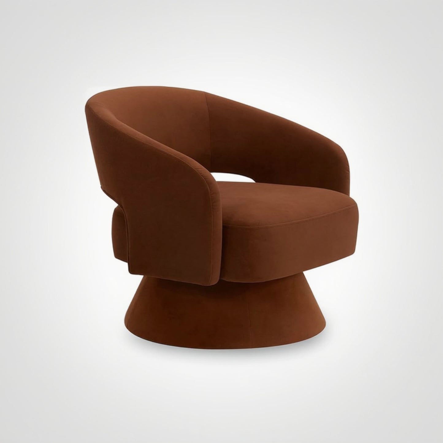 Zoervyn Swivel Rust Red Velvet Lounge Chair