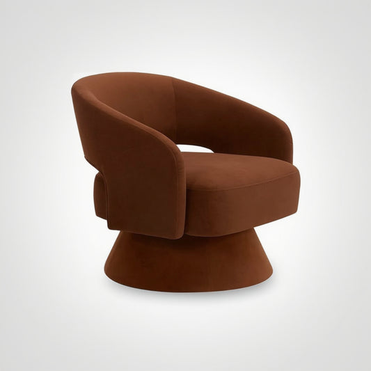 Zoervyn Swivel Rust Red Velvet Lounge Chair